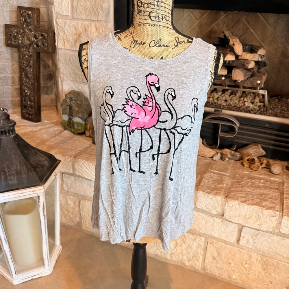 Justice Gray Tank Top with Pink Accents - Picture 3 of 6